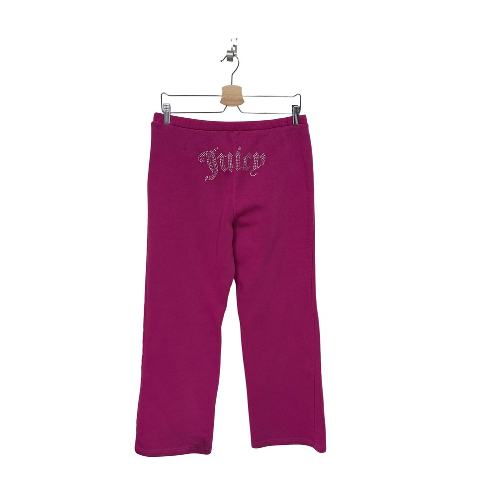 Juicy Couture Magenta Pink Fleece Rhinestone Logo Sweatpants Size M Y2K